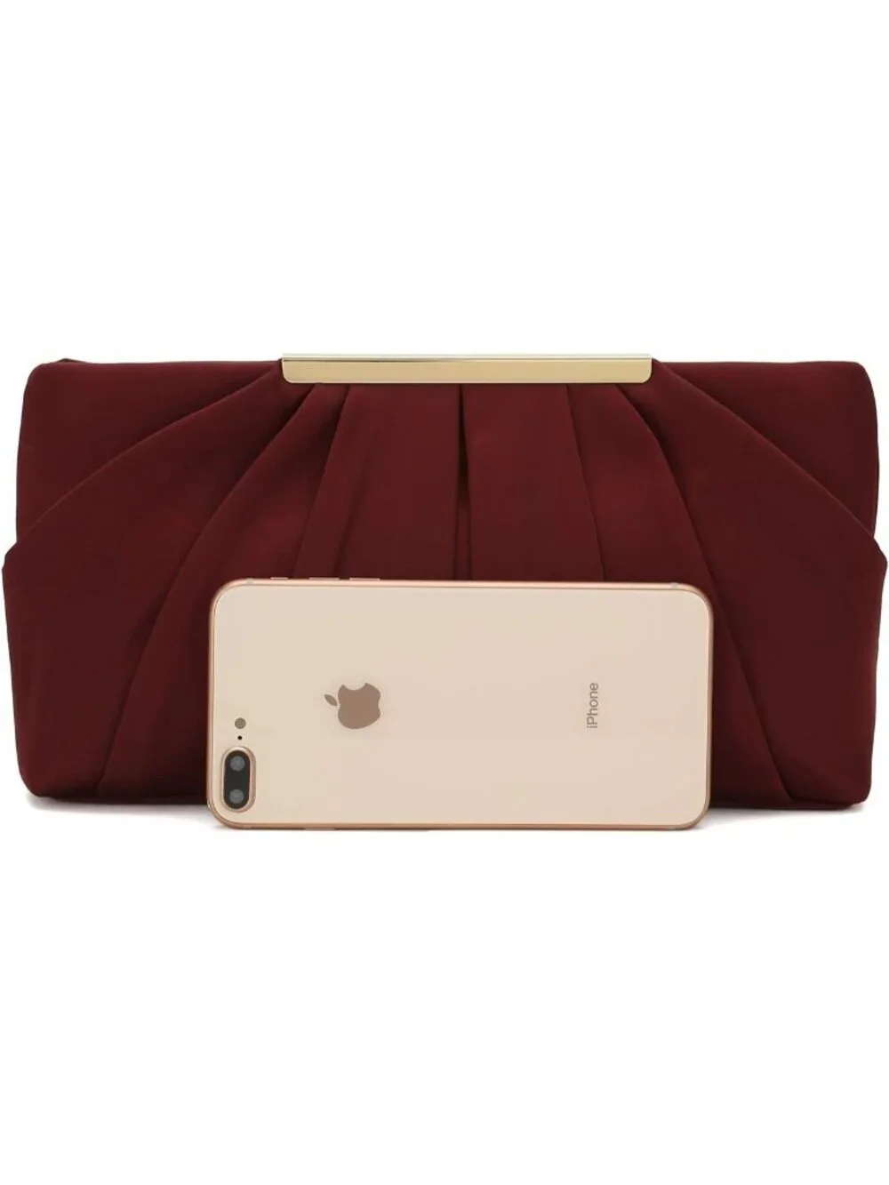 👜Women's Burgundy Pleated Satin Elegant Evening Clutch Formal Wedding Purse